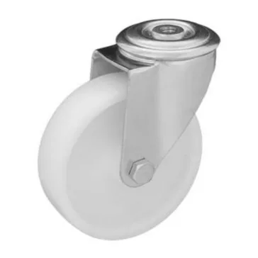   Polipropilén forgó görgő műanyag futófelület, 100 mm, 150 kg teherbírás, furatos felfogatás