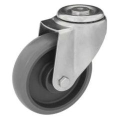   Intézményi szürke nyommentes hátfuratos, forgó görgő, elasztikus gumi, 200 mm