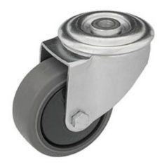   Intézményi szürke nyommentes hátfuratos, forgó görgő, elasztikus gumi, 80 mm