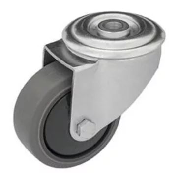   Intézményi szürke nyommentes hátfuratos, forgó görgő, elasztikus gumi, 80 mm