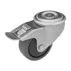   Intézményi szürke nyommentes hátfuratos, forgó-fékes görgő, elasztikus gumi, 80 mm