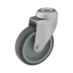   Intézményi szürke nyommentes hátfuratos, forgó görgő, 75 mm