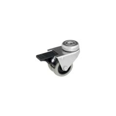   Dupla görgő, PPU kerék poliuretán gumiabronccsal, hátfuratos, forgó-fékes, 50 mm, 100 kg