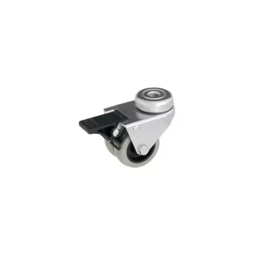   Dupla görgő, PPU kerék poliuretán gumiabronccsal, hátfuratos, forgó-fékes, 50 mm, 100 kg