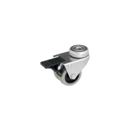 Dupla görgő, PPU kerék poliuretán gumiabronccsal, hátfuratos, forgó-fékes, 50 mm, 100 kg