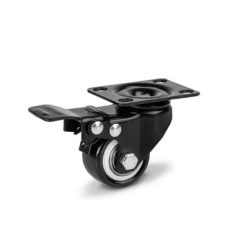   Fekete Acélfelnis görgő, talplemezes, forgó-fékes, PVC futófelülettel, 40 mm