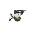 Alumínium kerék, Pur futófelülettel, Talplemezes, Forgó-fékes, 50 mm, 150 kg teherbírás