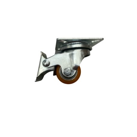 Alumínium kerék, Pur futófelülettel, Talplemezes, Forgó-fékes, 50 mm, 150 kg teherbírás