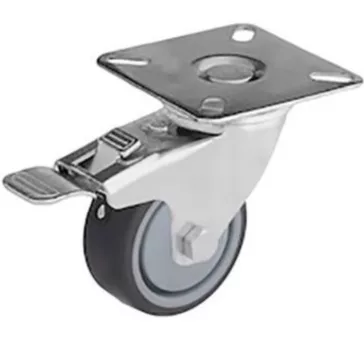   Intézményi, nyommentes forgó-fékes görgő , szürke, 50 mm (golyóscsapágy)