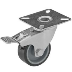   Intézményi, nyommentes forgó-fékes görgő , szürke, 50 mm
