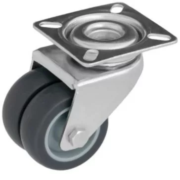   Intézményi, nyommentes önbeálló görgő , dupla, szürke, 50 mm