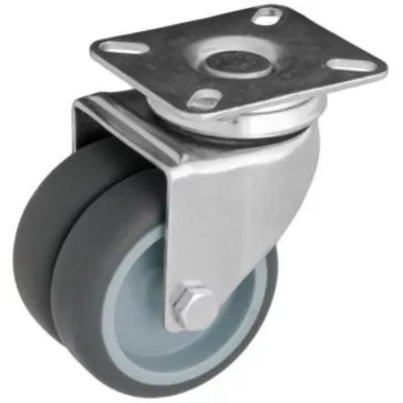   Intézményi, nyommentes önbeálló görgő , dupla, szürke, 75 mm