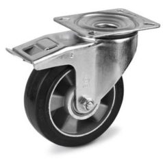   Forgó-fékes kerék, közepes teherbírású ALGE, elasztikus gumi, szerelőlappal, 200 mm