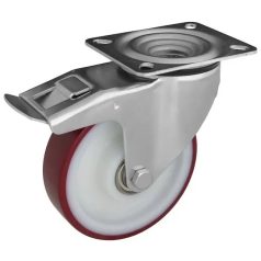 Poliuretán, talplemezes, forgó-fékes, 125 mm, 200 kg
