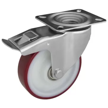 Poliuretán, talplemezes, forgó-fékes, 150 mm, 400 kg
