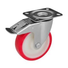 Poluretán, Talpas, Forgó-Fékes görgő, 150 mm, 400 kg