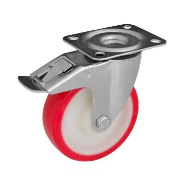 Poluretán, Talpas, Forgó-Fékes görgő, 150 mm, 400 kg