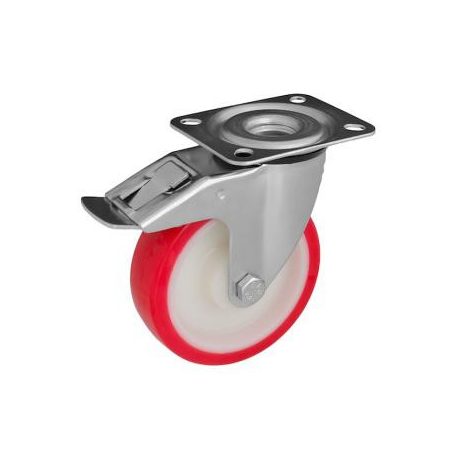 Poluretán, Talpas, Forgó-Fékes görgő, 150 mm, 400 kg