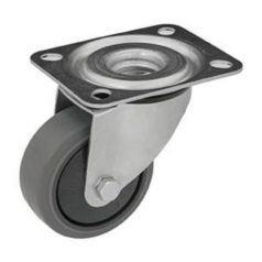   Intézményi szürke nyommentes, forgó görgő, szerelőlappal, elasztikus gumi, 100 mm