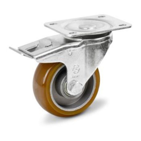 Alumínium forgó-fékes Kerék Pur Futófelülettel 100 mm, 300 kg teherbírás, talpas felfogatás