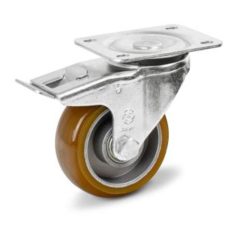   Alumínium forgó-fékes Kerék Pur Futófelülettel 125 mm, 400 kg teherbírás, talpas felfogatás
