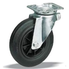   Tömörgumis, Műanyagfelnis, Önbeálló konténerkerék, 200 mm, 250 kg