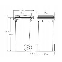 Háztartási hulladéktároló, kuka 120L sárga