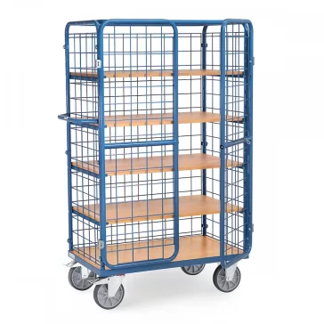   Csomagszállító kocsi, 5 szintes, dróthálós, 600 kg, 1000x600 mm