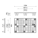 Műanyag, könnyített, egyutas raklap, 12 lábbal 1200x800