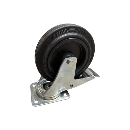 Tömörgumis, fékes, műanyagfelnis, önbeálló villában, 200mm