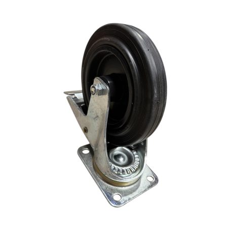 Tömörgumis, fékes, műanyagfelnis, önbeálló villában, 200mm