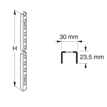   Tegometall Függőleges Falisín 23.5×30×23.5 mm, H160cm, fehér