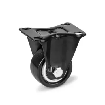   Fekete Acélfelnis görgő, talplemezes, fix, PVC futófelülettel, 40 mm