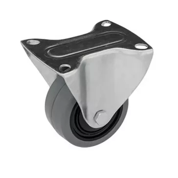   Intézményi közepes teherbírású görgő, szürke nyommentes, talpas, fix, elasztikus gumi, 100 mm