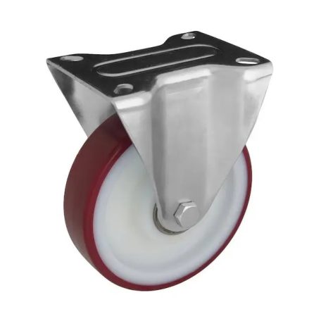 Poliuretán futófelülettel, talplemezes, fix, horganyzott villába szerelve, 125 mm, 200 kg teherbírás