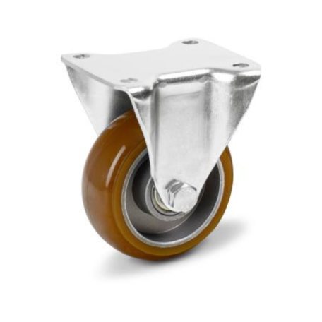 Alumínium fix Kerék Pur Futófelülettel 125 mm, 400 kg teherbírás, talpas felfogatás